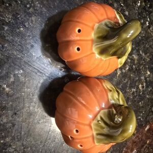 Never Used Ceramic Pumpkin Salt and Pepper Shakers